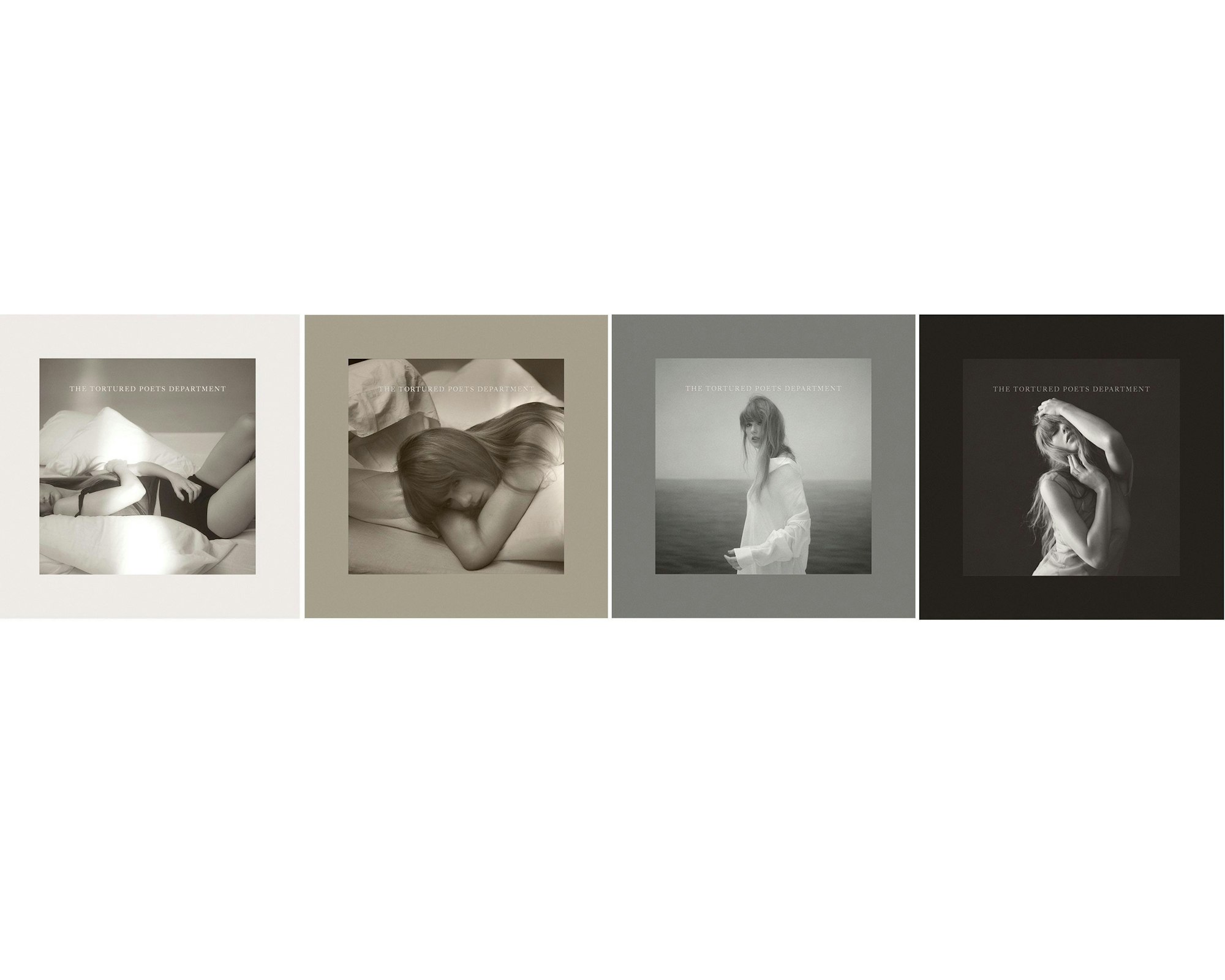 This combination of cover images released by Republic Records shows "The Tortured Poets Department" by Taylor Swift. (Republic Records via AP)