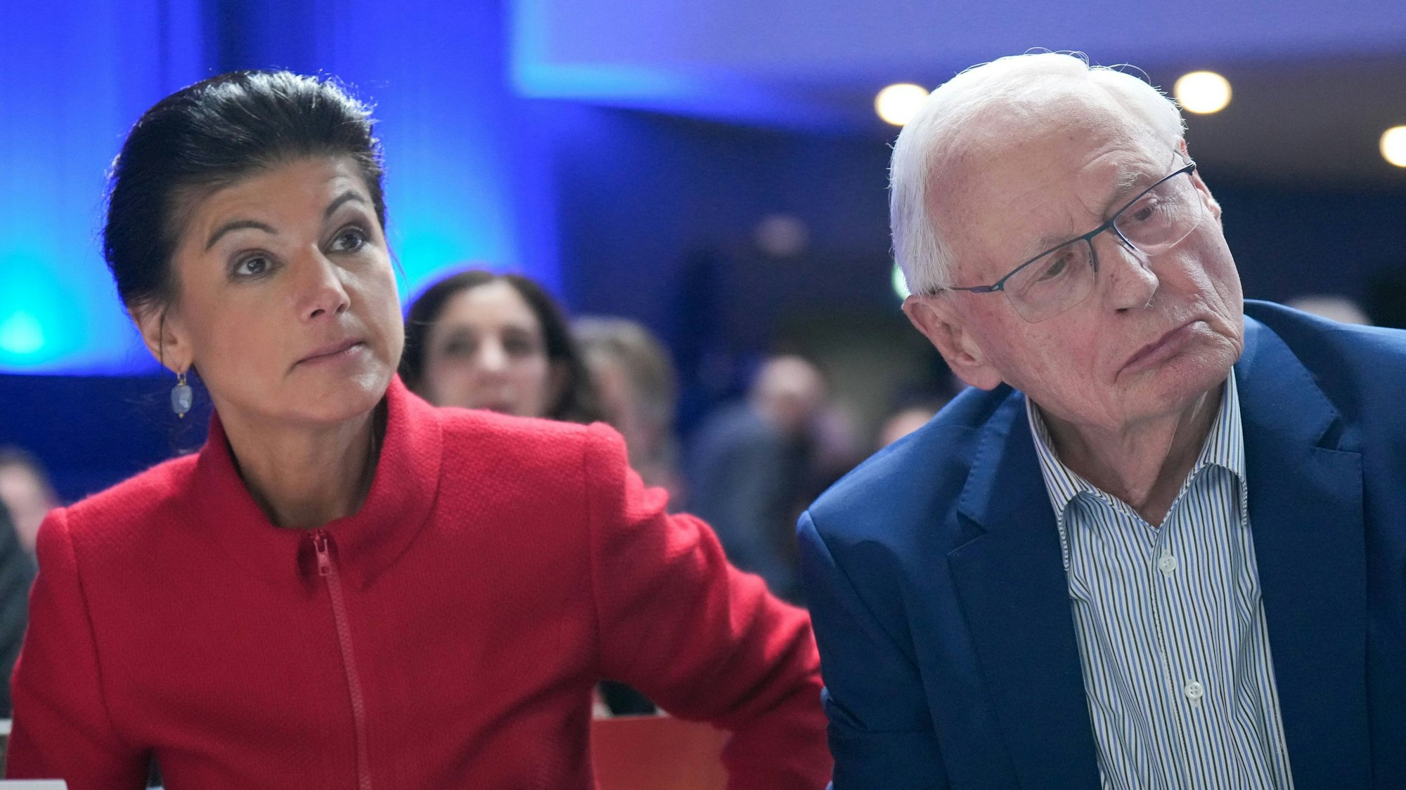Die BSW-Vorsitzende Sahra Wagenknecht zusammen mit ihrem Ehemann Oskar Lafontaine. Der ehemalige SPD-Politiker hat in einem Interview russische Propaganda wiedergekäut. (Archivbild)