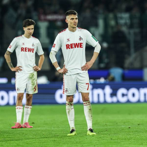 Dejan Ljubicic vom 1. FC Köln zeigt sich nach der Niederlage gegen Bayer 04 Leverkusen enttäuscht.