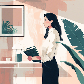 Illustration: zwei Frauen in einem Büro