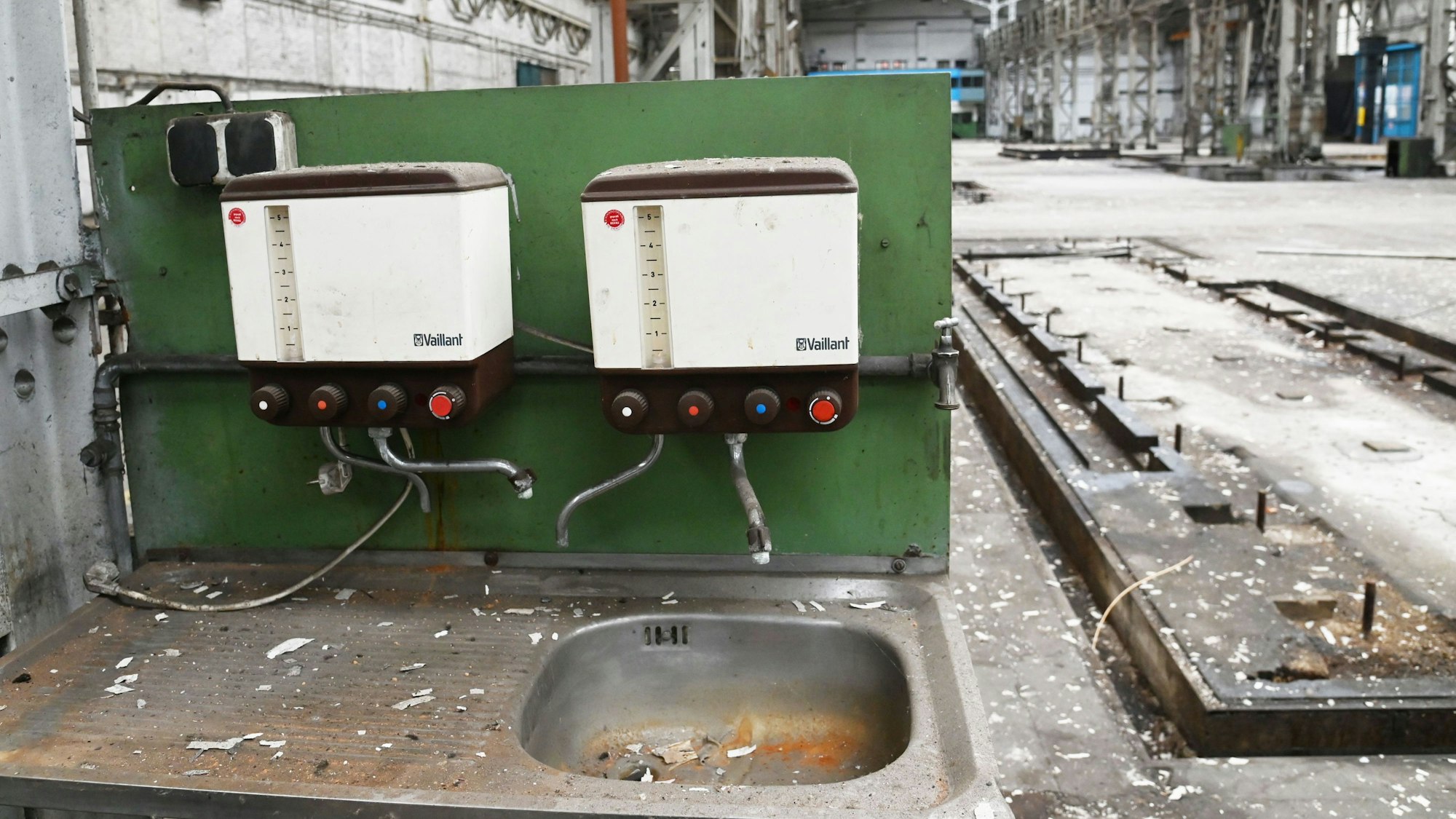Eine alte Waschstation in der Halle 70.
