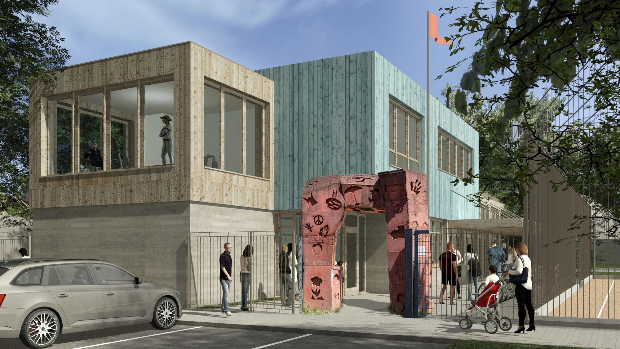 So könnte die Jugendeinrichtung an der Gernheimer Straße künftig aussehen. Grafik: Maier Architekten Köln