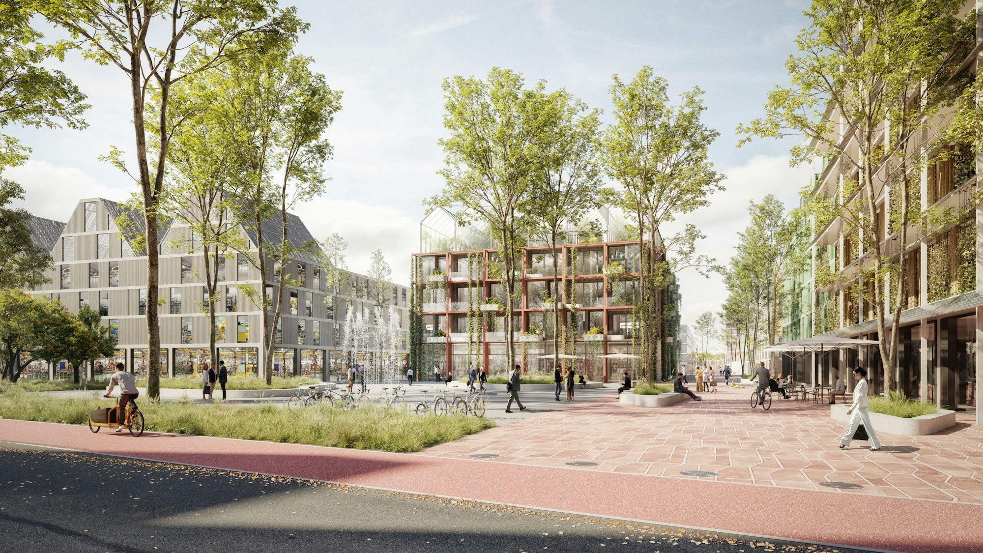 Visualisierung des Wohn- und Gewerbegebiets, das am Tagebau Hambach im Rheinischen Revier entstehen soll