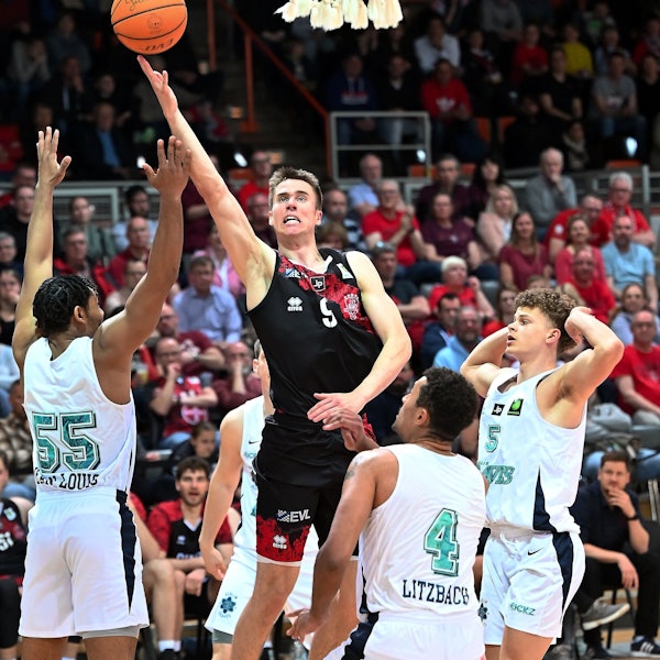 26.04.2024, Basketball-Bayer Giants-Berlin Braves
mitte: Marius Stoll (Bayer)
Foto: Uli Herhaus