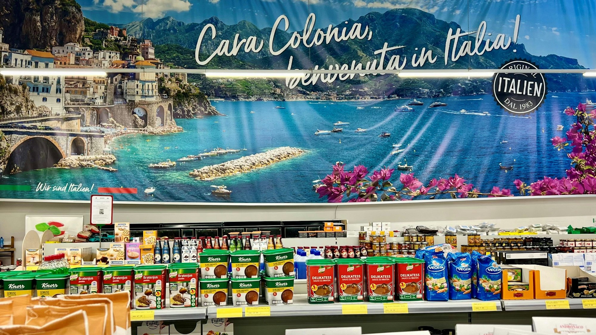 Werbung in einem italienischen Supermarkt