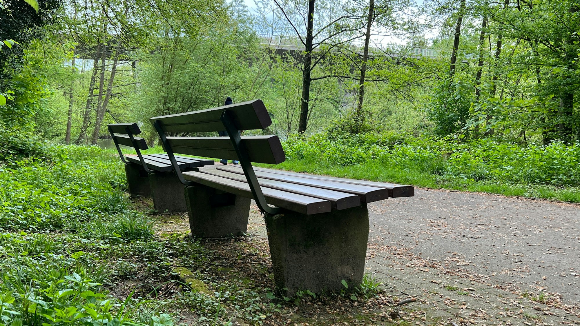 Bänke am Oulusee in der Nähe der Montanus-Realschule.