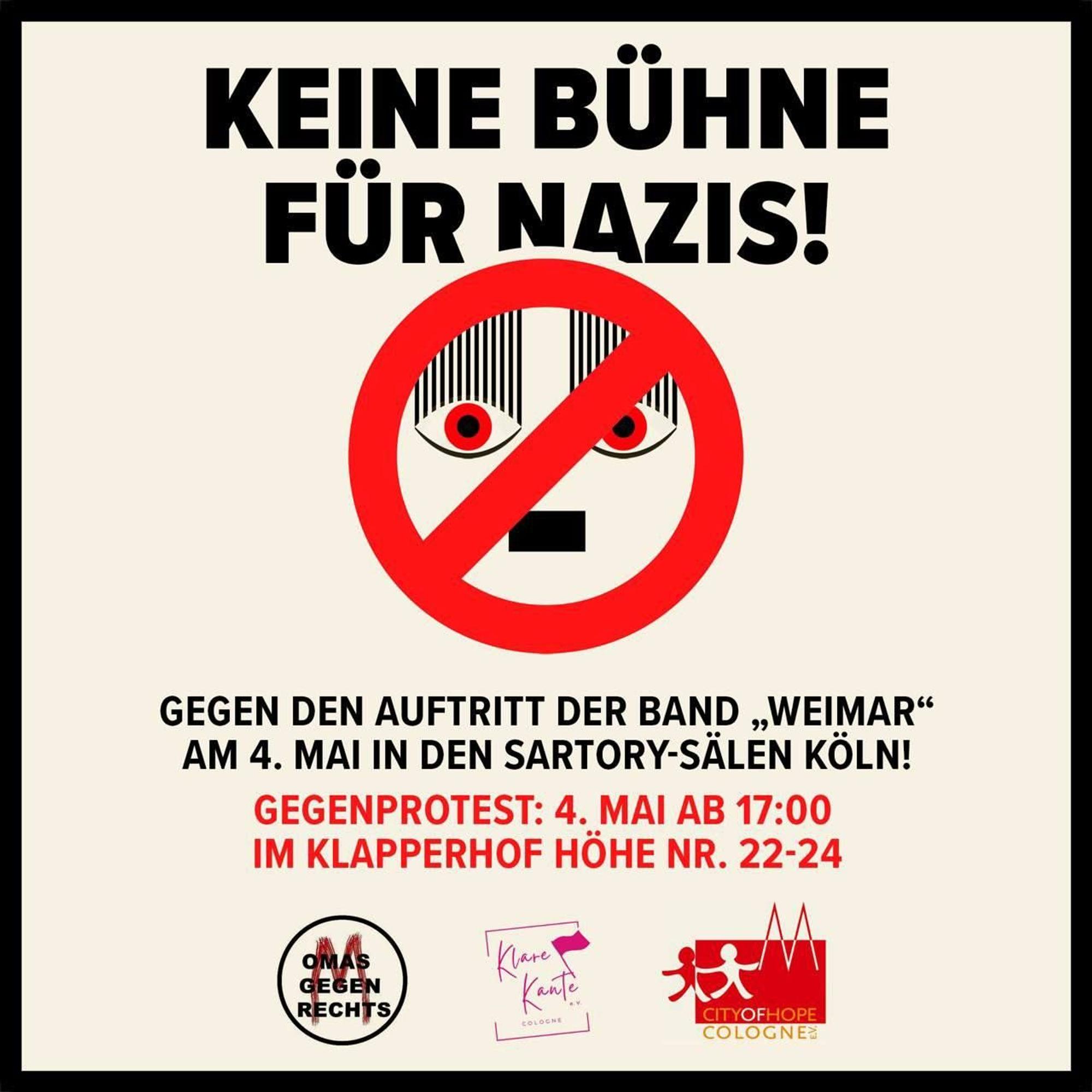 Mit diesem Plakat ruft Klare Kante zum Protest gegen das Konzert der Band Weimar auf.
