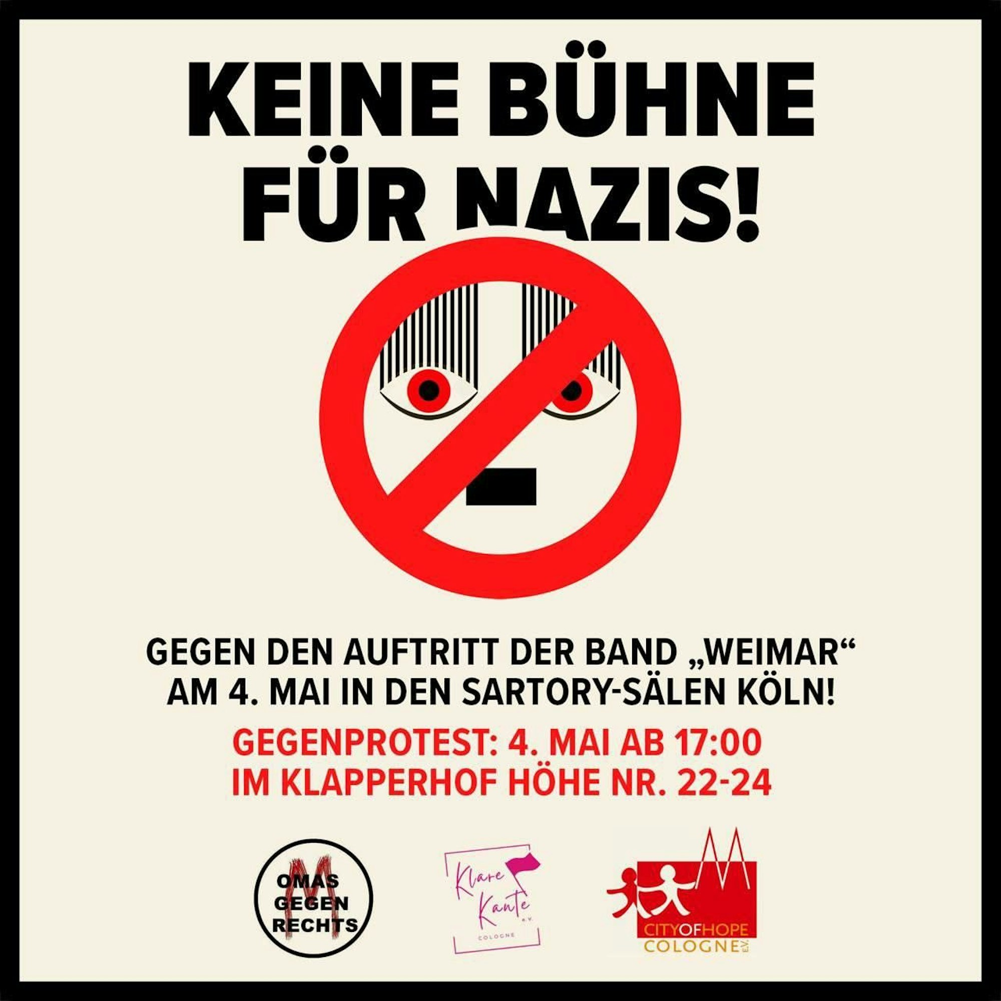 Mit diesem Plakat ruft Klare Kante zum Protest gegen das Konzert der Band Weimar auf.