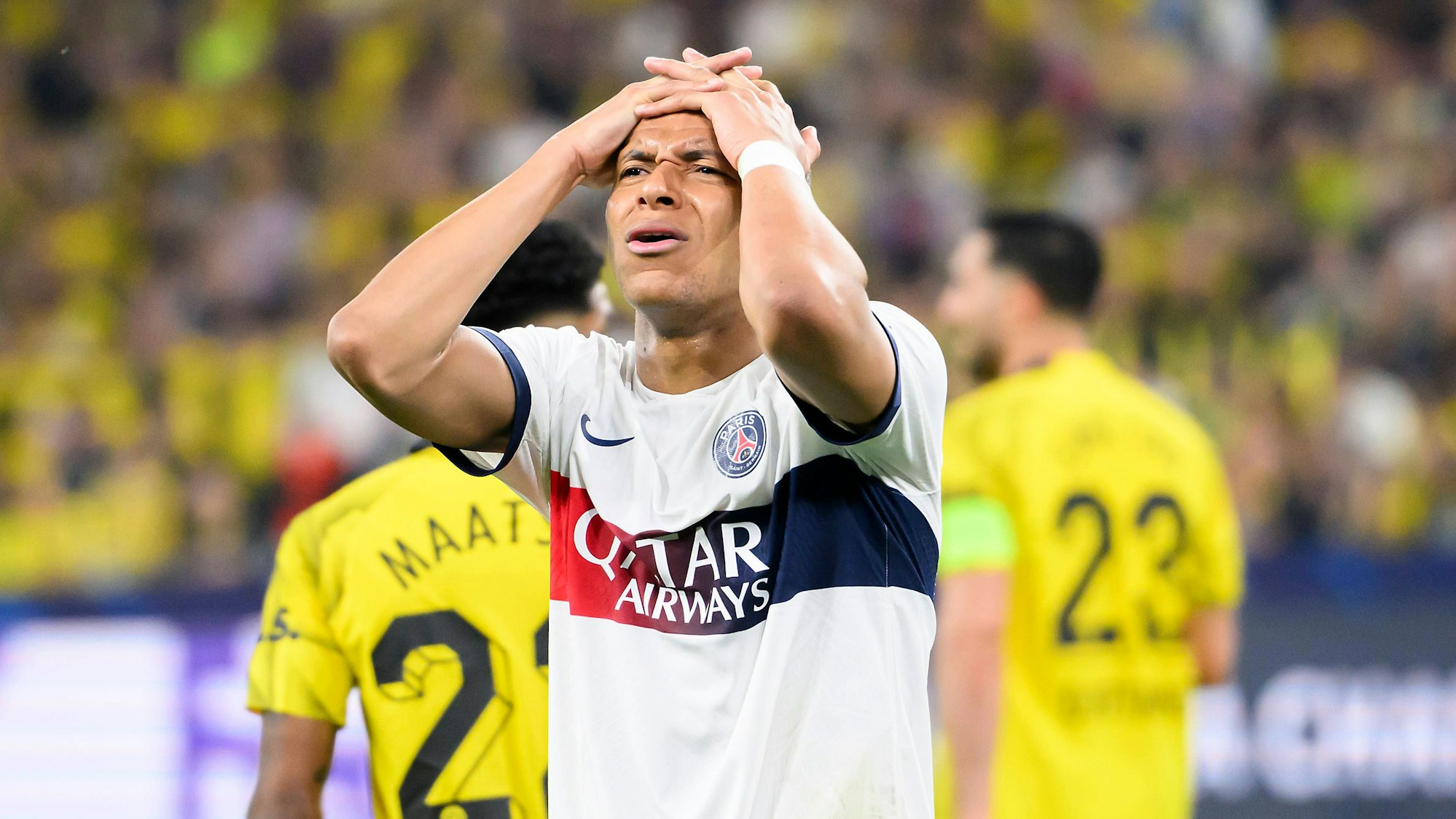 Kylian Mbappé nach einer vergebenen Torchance.