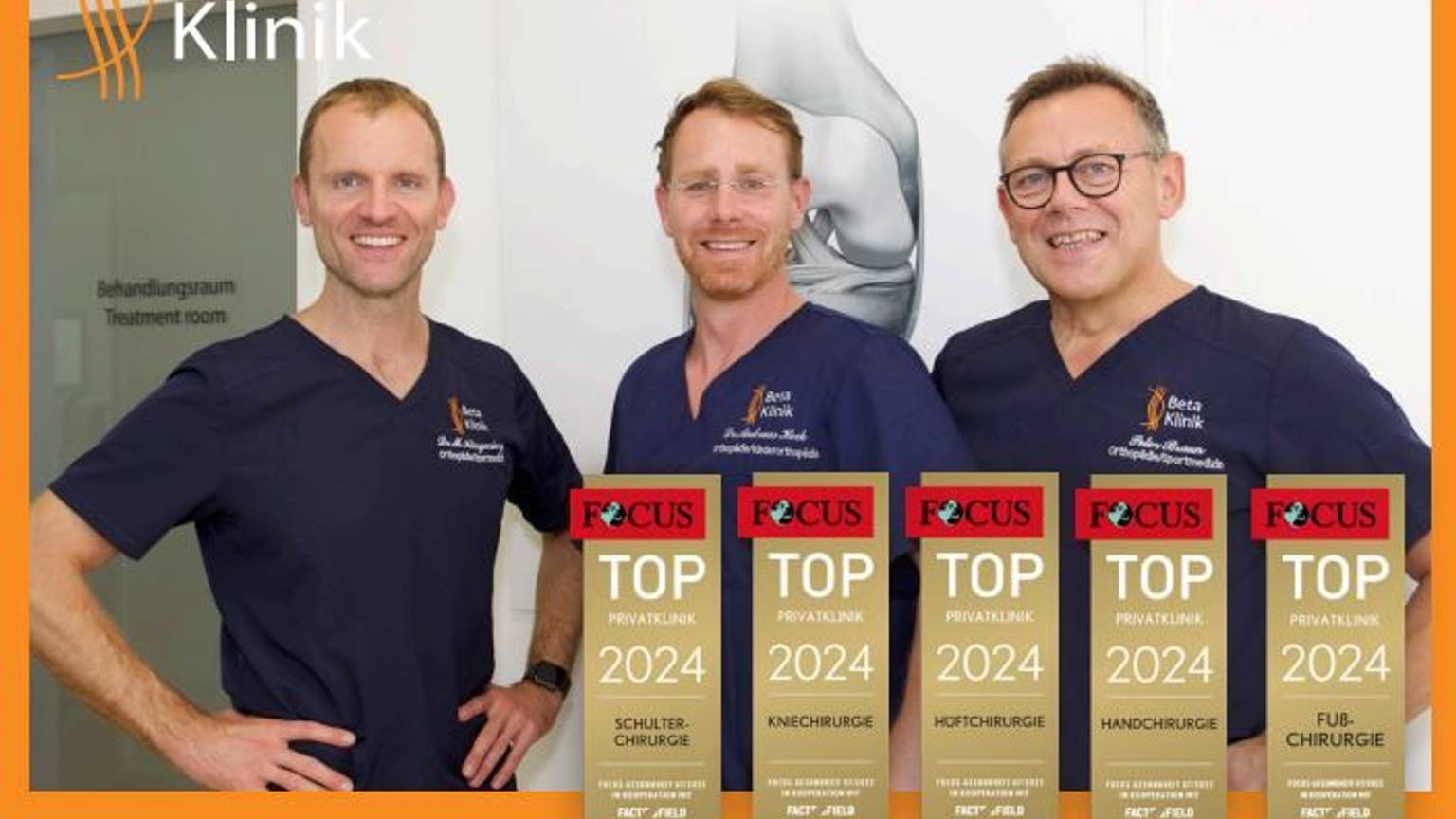Dr. med. Markus Klingenberg, Dr. med. Andreas Heck und Peter Braun von der Gemeinschaftspraxis an der Beta Klinik Bonn.
