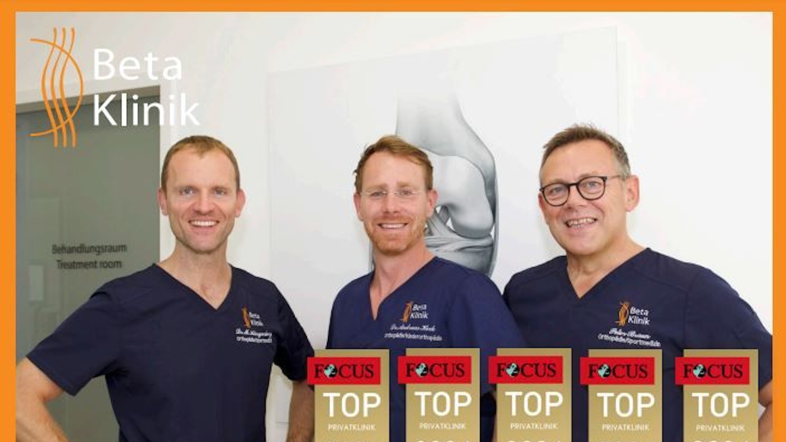 Dr. med. Markus Klingenberg, Dr. med. Andreas Heck und Peter Braun von der Gemeinschaftspraxis an der Beta Klinik Bonn.