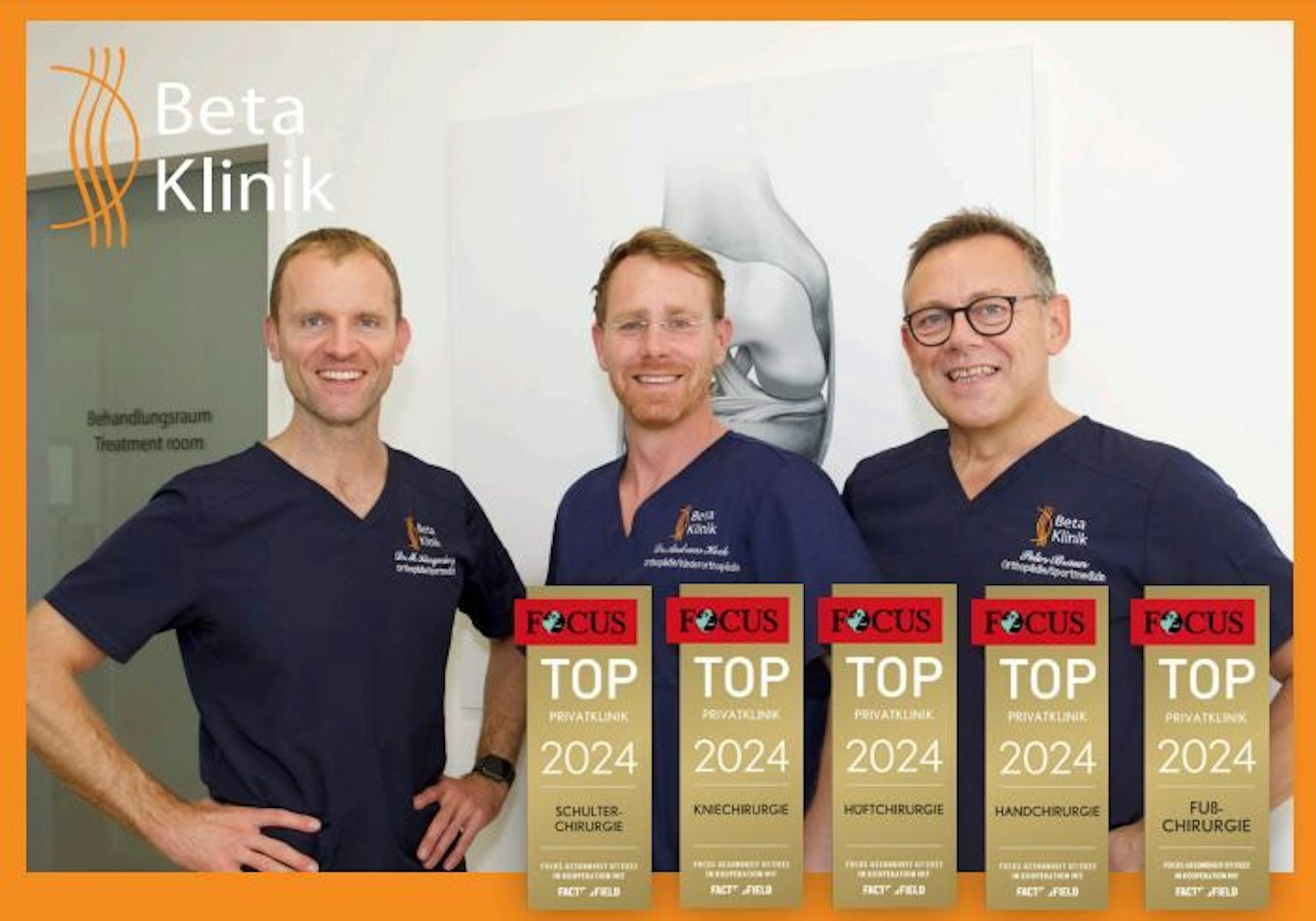 Dr. med. Markus Klingenberg, Dr. med. Andreas Heck und Peter Braun von der Gemeinschaftspraxis an der Beta Klinik Bonn.