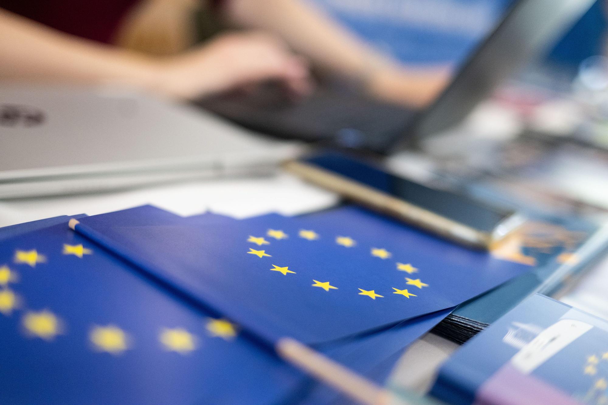 Informationsmaterial zur Europawahl liegt während einer Veranstaltung im Landtag von Baden-Württemberg aus. (Symbolbild)