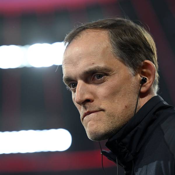 Münchens Cheftrainer Thomas Tuchel gibt vor dem Spiel ein Interview.