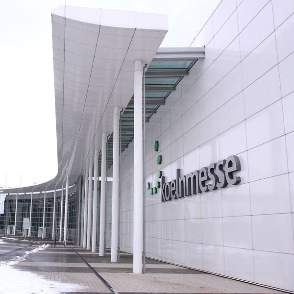 Der Eingang Nord der Kölner Messe in Deutz.