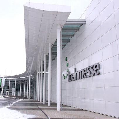 Der Eingang Nord der Kölner Messe in Deutz.