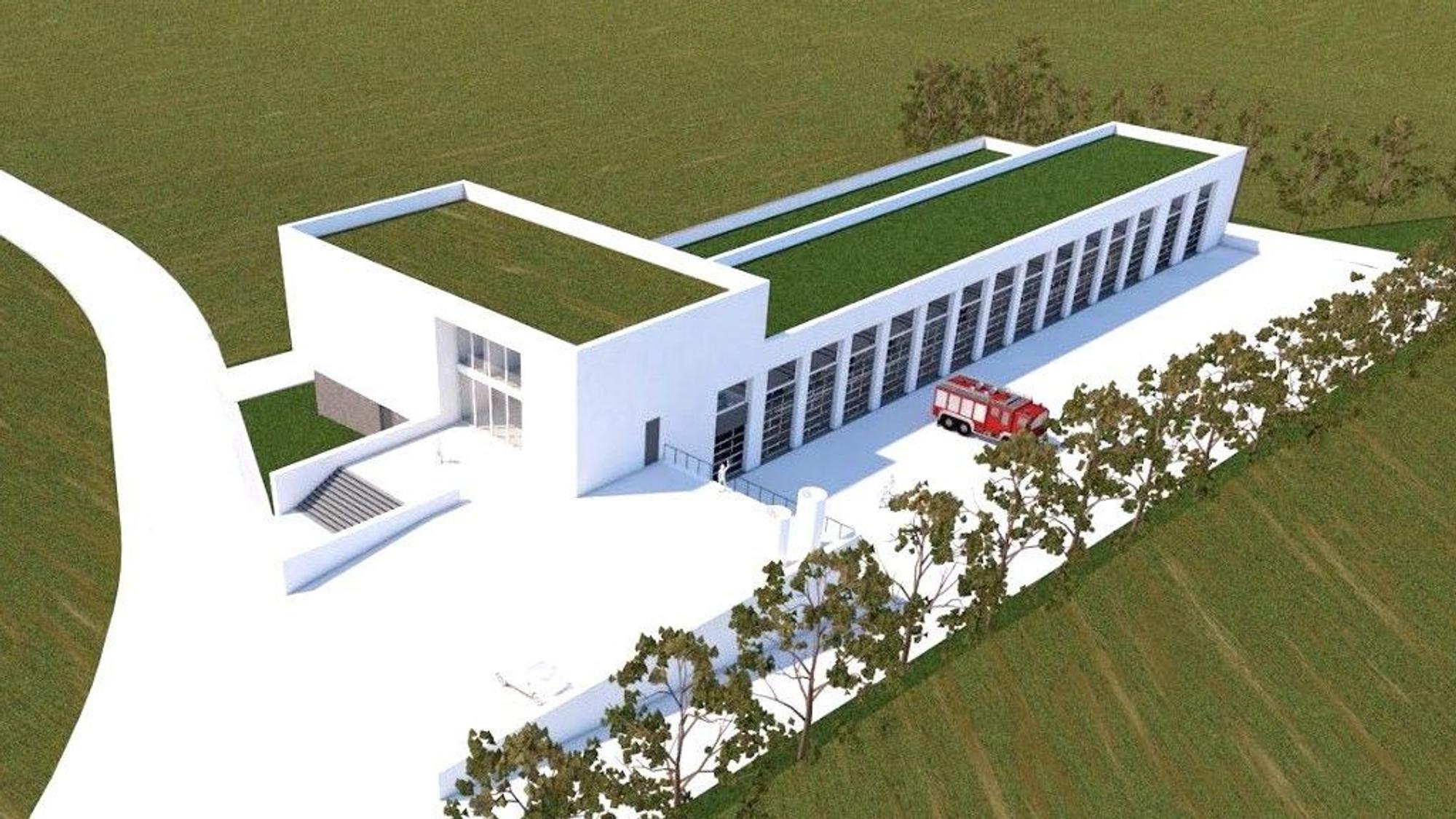 Das Bild zeigt das geplante Feuerwehrgerätehaus in Kall.