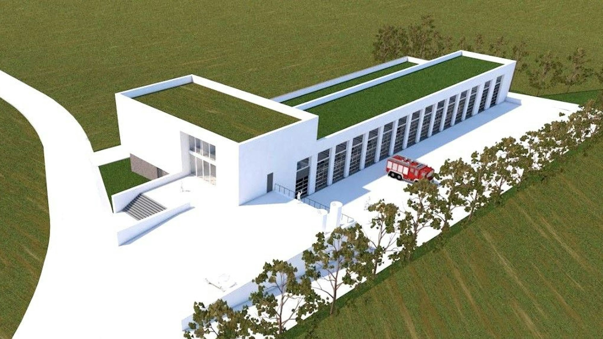 Das Bild zeigt das geplante Feuerwehrgerätehaus in Kall.