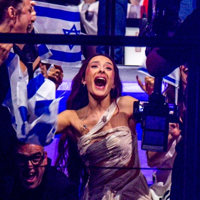 Eden Golan, die für Israel startet, jubelt nach dem Erreichen des Finales beim Eurovision Song Contest (ESC) 2024.