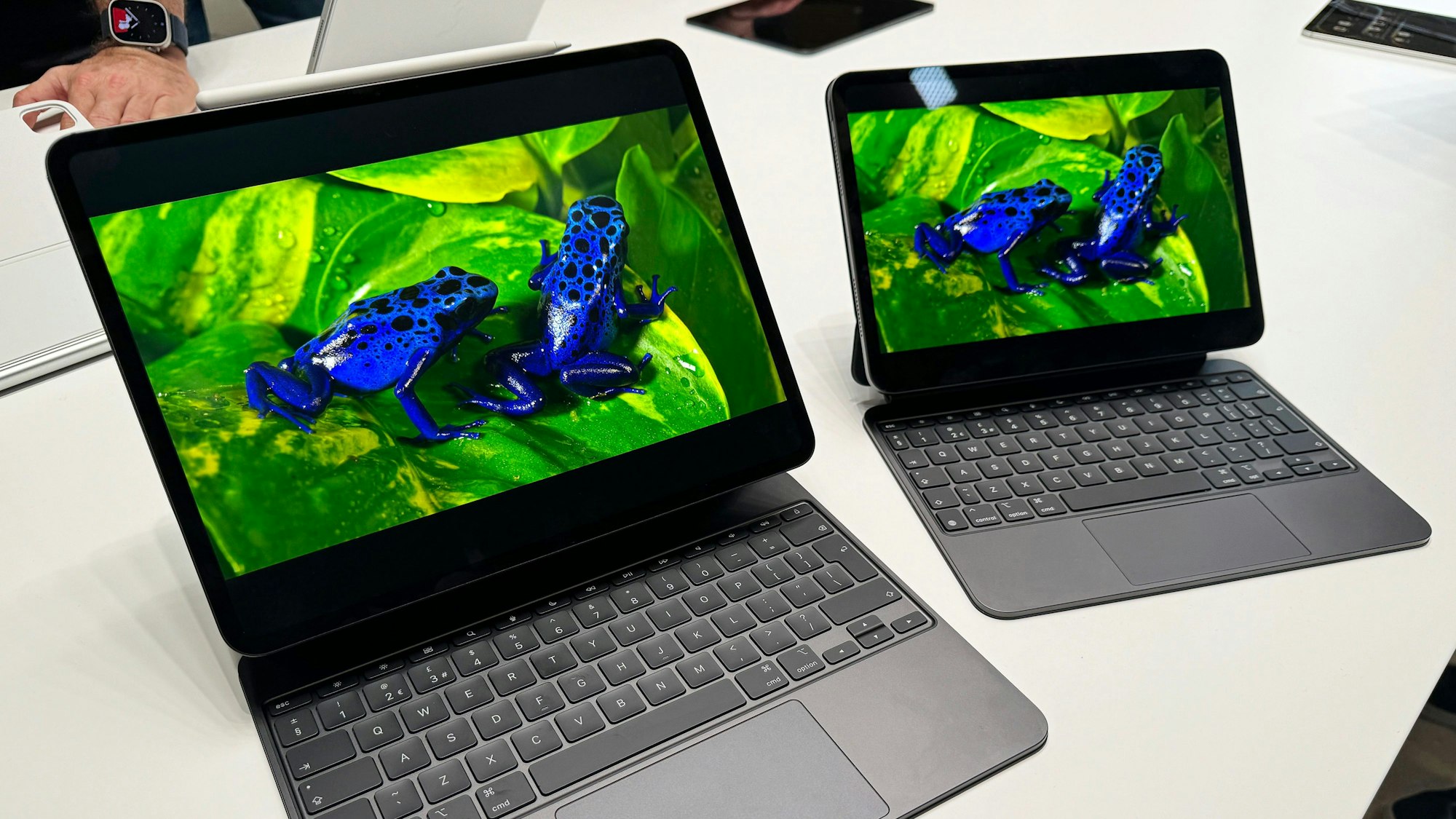 Großbritannien, London: Die neuen iPad-Pro-Modelle sind auf einem Event von Apple zu sehen.