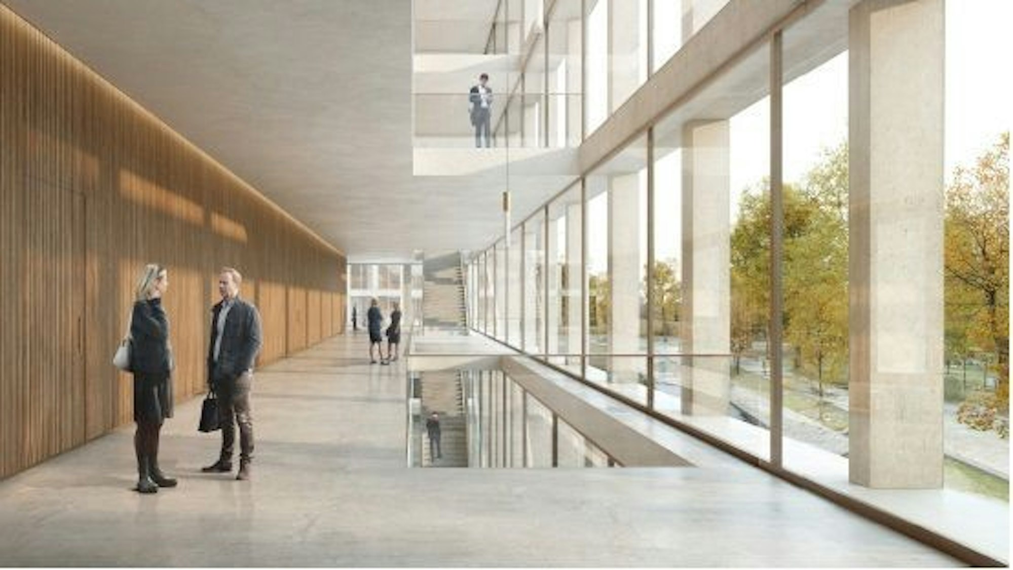 So lichtdurchflutet soll es auf den Gängen des justizzentrums in Zukunft zugehen.