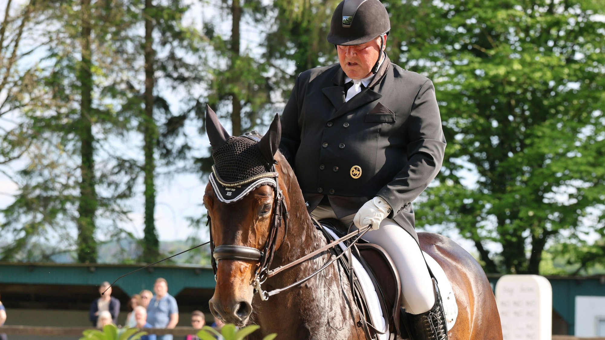 Zu sehen ist ein Mann auf einem Pferd.