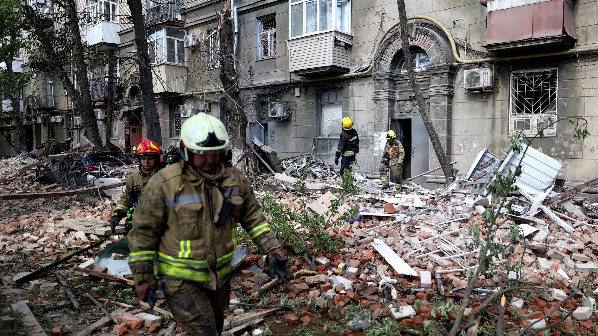 Die ukrainische Stadt Dnipro nach einem russischen Angriff im April.