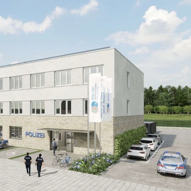 Visualisierung einer möglichen neuen Polizeiwache für die Stadt Schleiden.