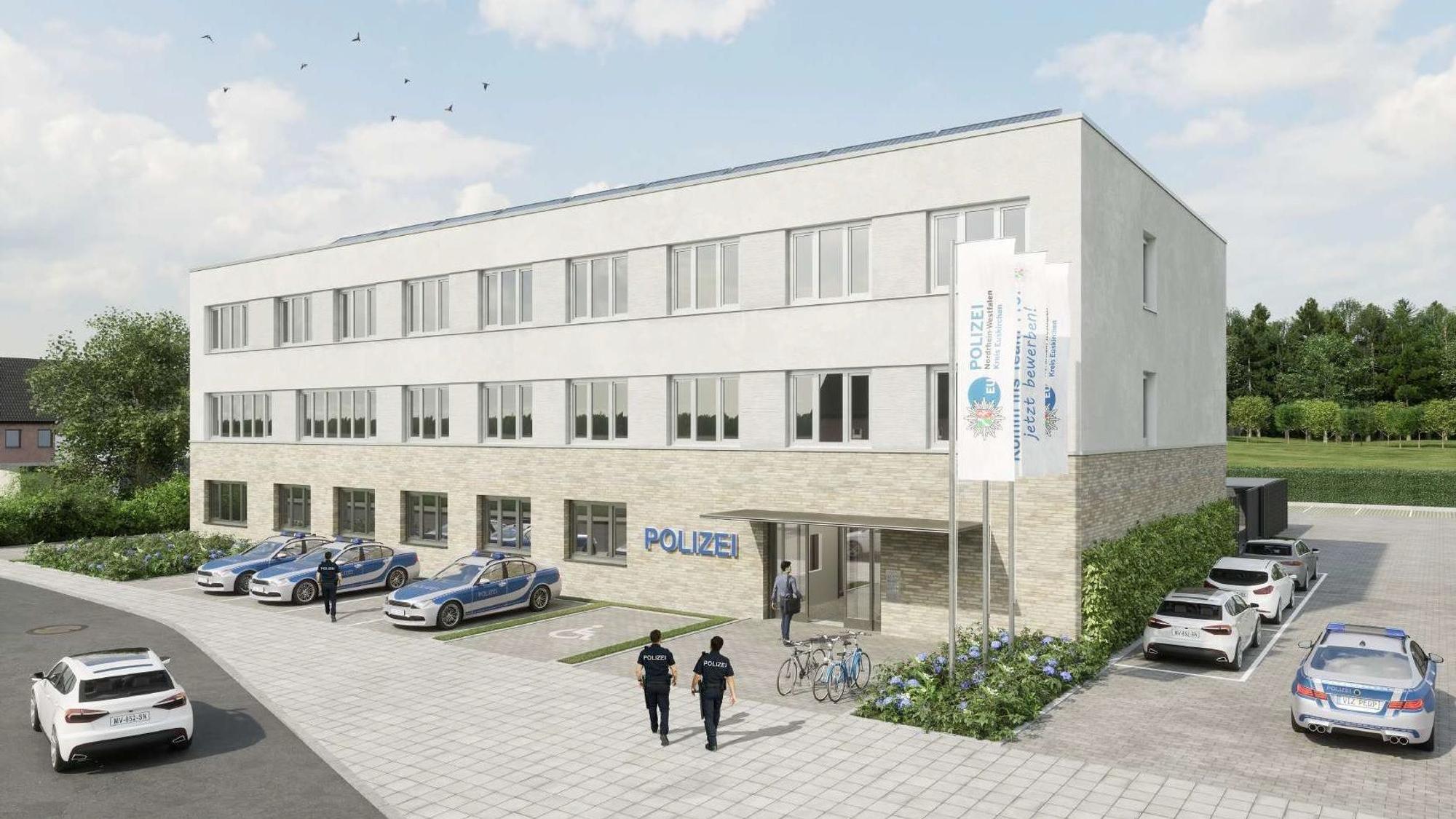 Visualisierung einer möglichen neuen Polizeiwache für die Stadt Schleiden.