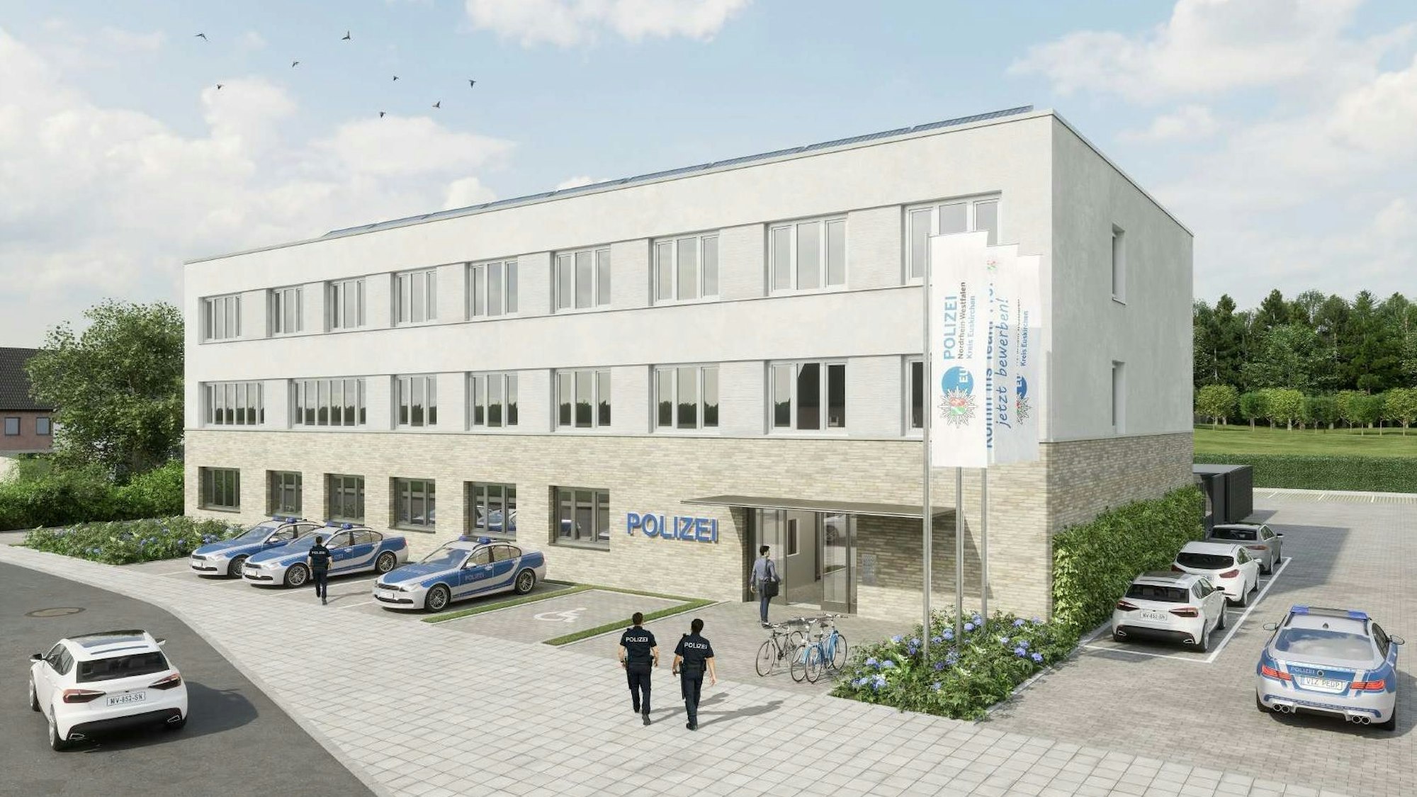 Visualisierung einer möglichen neuen Polizeiwache für die Stadt Schleiden.