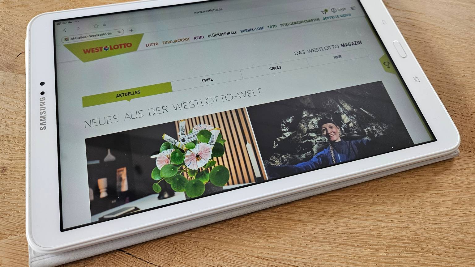 Tablet mit Webseite von Westlotto