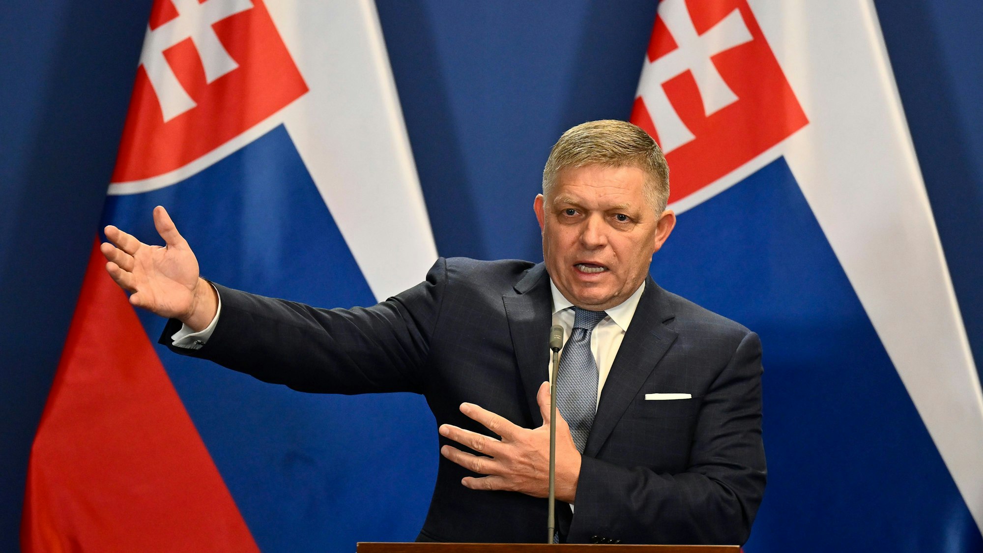 Es ist der slowakische Regierungschef Robert Fico zu sehen.