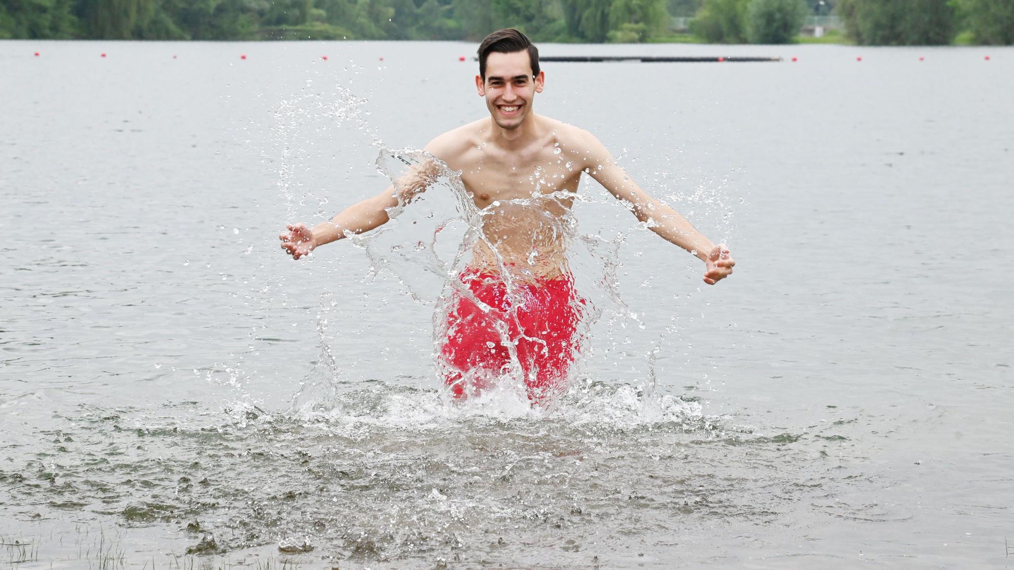 SPD-Vorsitzender im Wasser