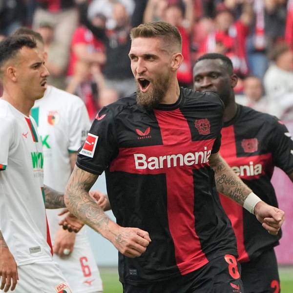 Leverkusens Robert Andrich bejubelt seinen Treffer zum 2:0 gegen den FC Augsburg.