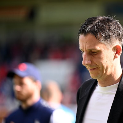 18.05.2024, Baden-Württemberg, Heidenheim: Fußball: Bundesliga, 1. FC Heidenheim - 1. FC Köln, 34. Spieltag, Voith-Arena. Kölns Sportdirektor Christian Keller nach dem Spiel. WICHTIGER HINWEIS: Gemäß den Vorgaben der DFL Deutsche Fußball Liga bzw. des DFB Deutscher Fußball-Bund ist es untersagt, in dem Stadion und/oder vom Spiel angefertigte Fotoaufnahmen in Form von Sequenzbildern und/oder videoähnlichen Fotostrecken zu verwerten bzw. verwerten zu lassen. Foto: Harry Langer/dpa +++ dpa-Bildfunk +++