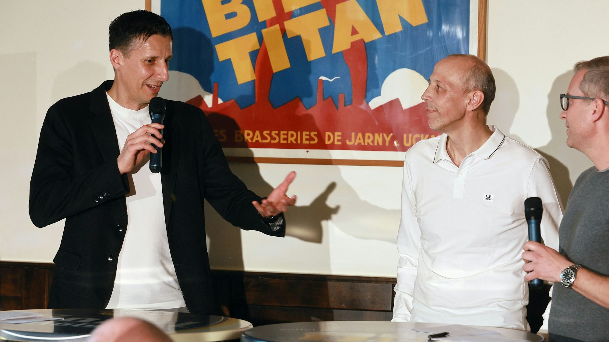 Christian Keller (l.) und Matthias Scherz beim Talk im Gaffel am Dom