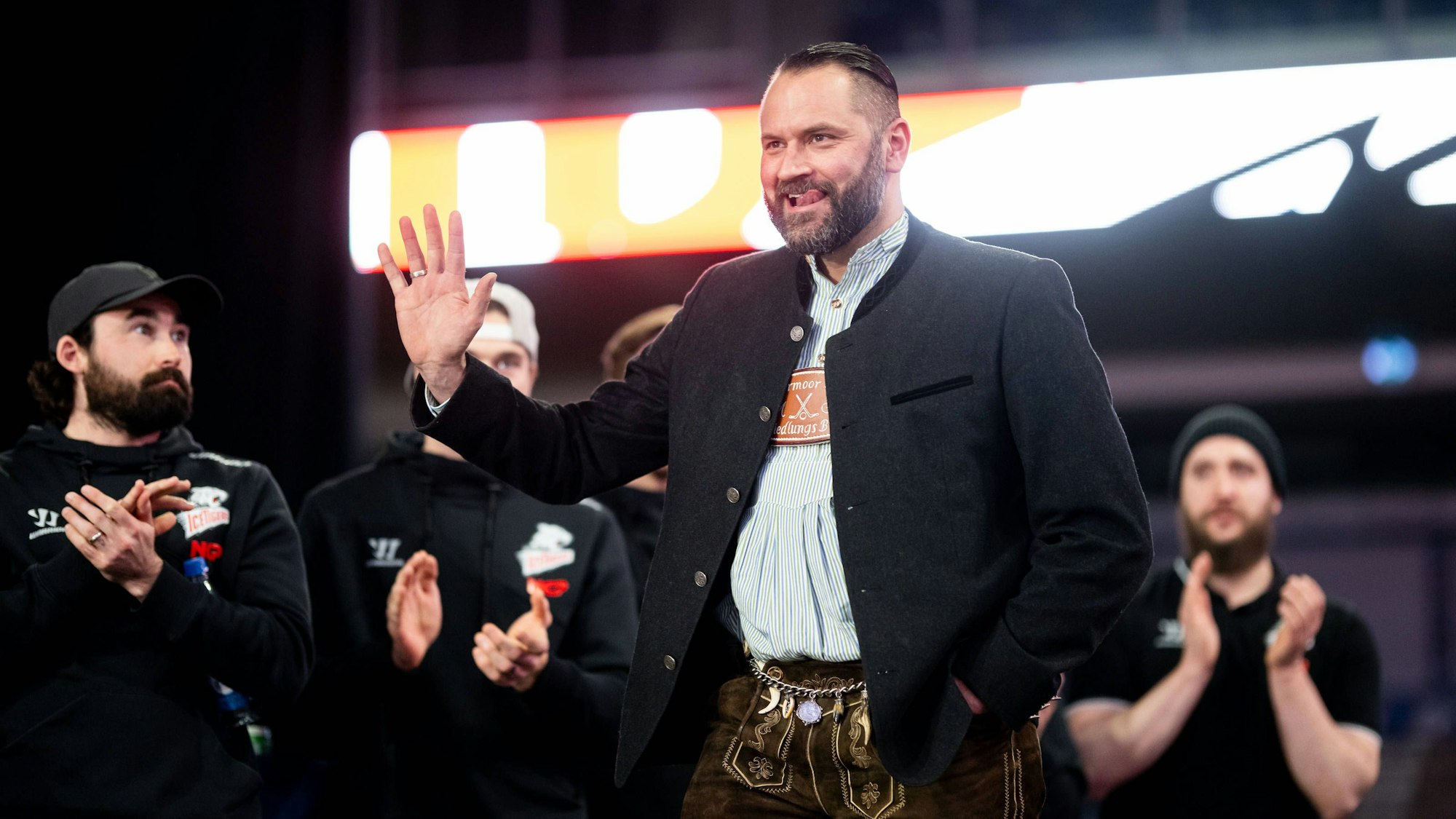 Manuel Kofler bei der Saison-Abschlussfeier der Nürnberg Ice Tigers in diesem März