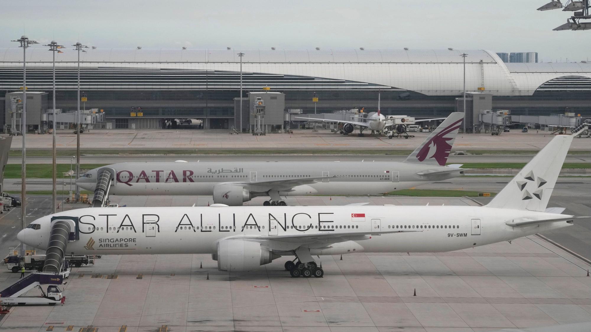 Die Unglücksmaschine von Flug SQ321 auf dem Suvarnabhumi International Airport in Bangkok, Thailand.
