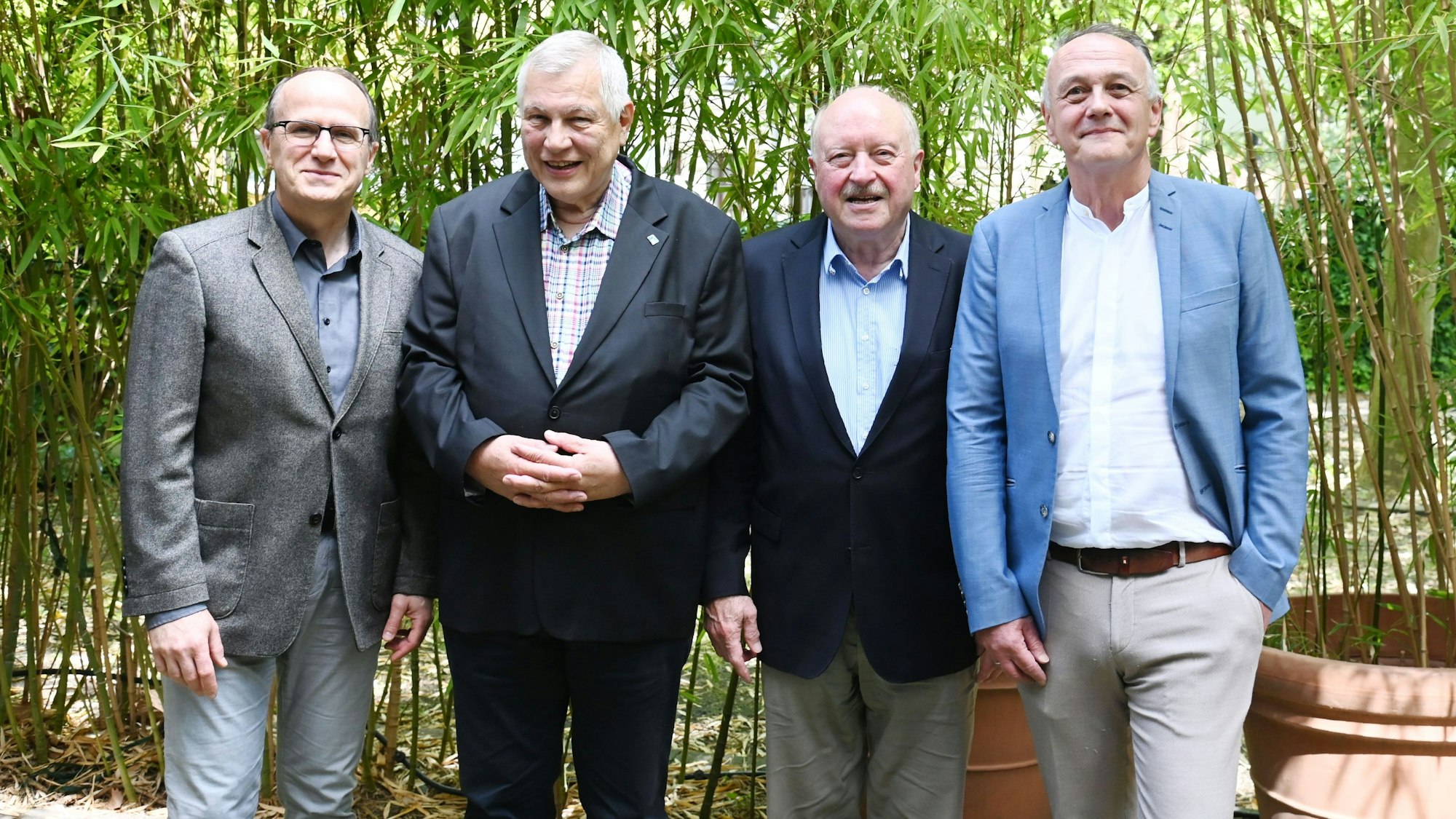 Erste gemeinsame Pressekonferenz von Mieterverein und Haus- und Grundbesitzerverein: Thomas Tewes, Franz Xaver Corneth, Konrad Adenauer und Hans Jörg Depel (v.l.)