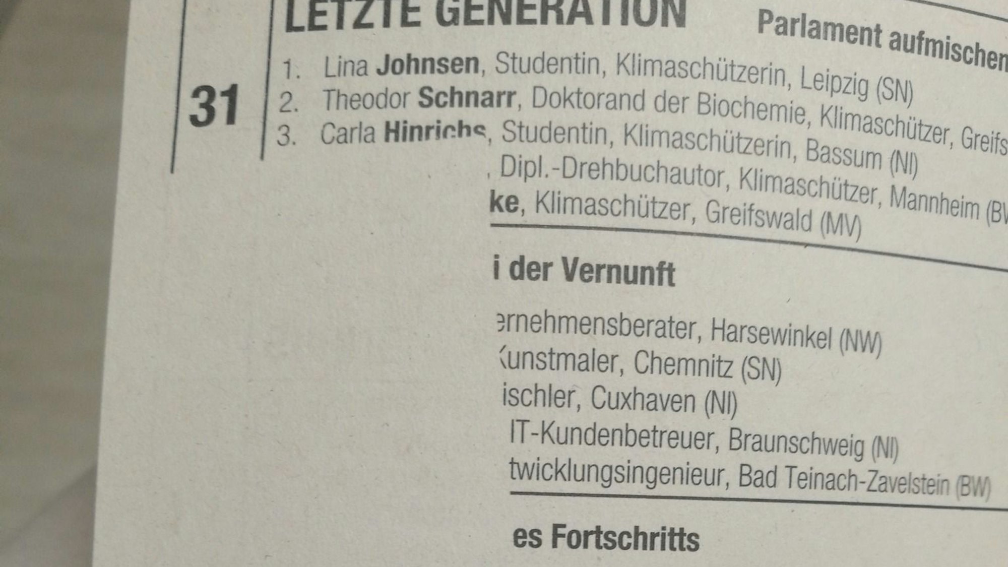 Auf dem Foto ist der fehlerhafte Stimmzettel zu sehen.