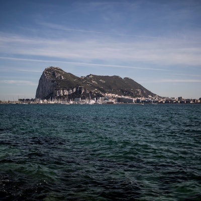 Blick auf den Felsen von Gibraltar.: