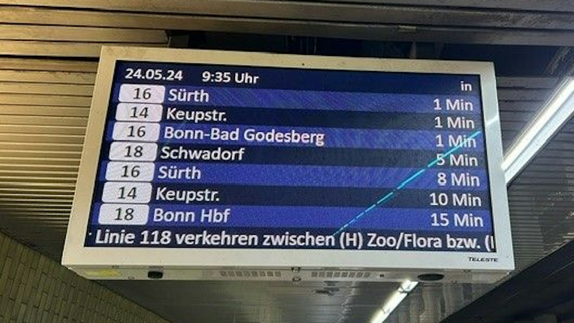 KVB-Anzeige am Reichenspergerplatz