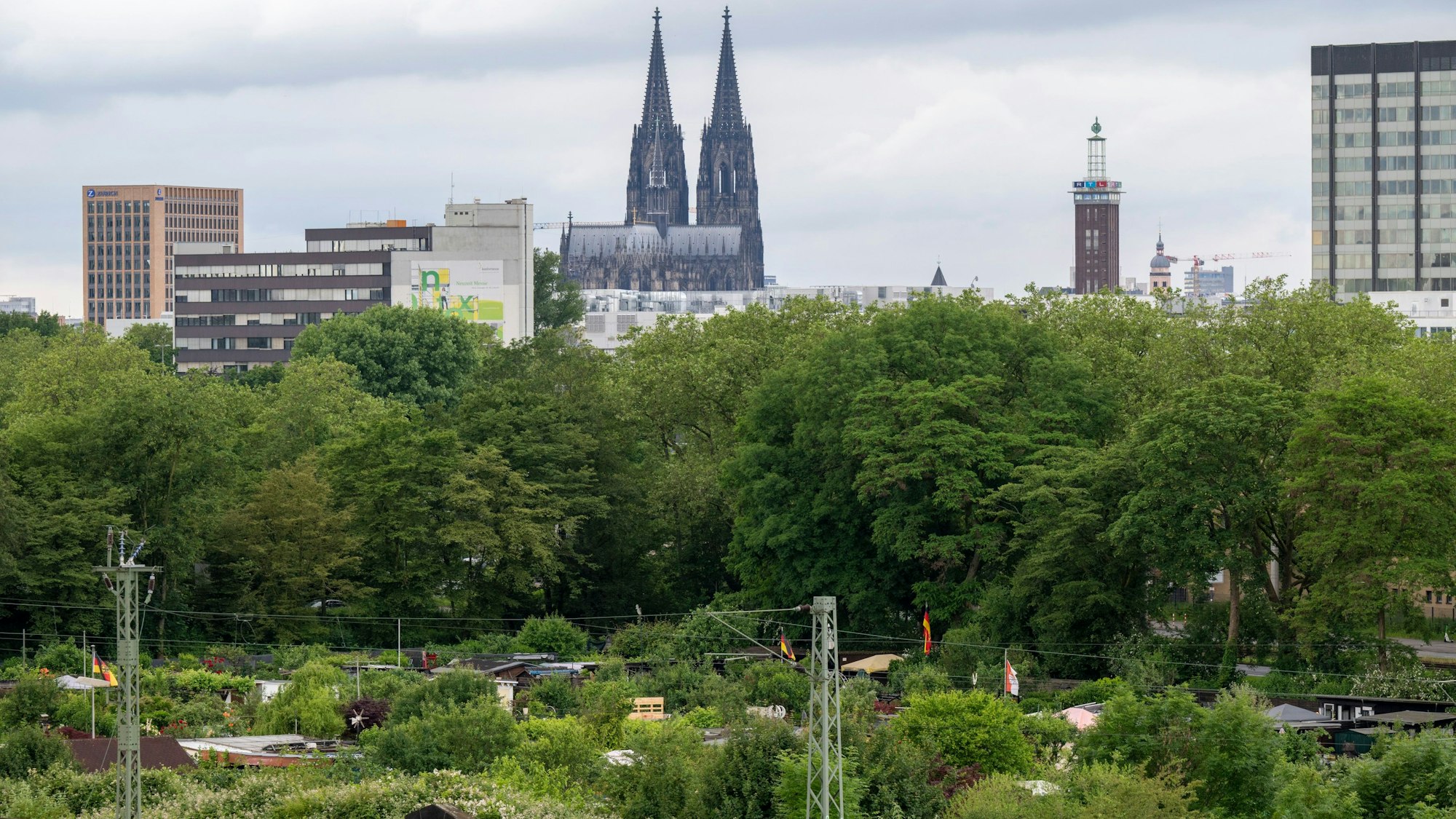 Blick auf die Kleingärten in Buchforst. Der als Kalkberg bekannte Abraumhügel ist ein Sanierungsfall. Foto: Uwe Weiser