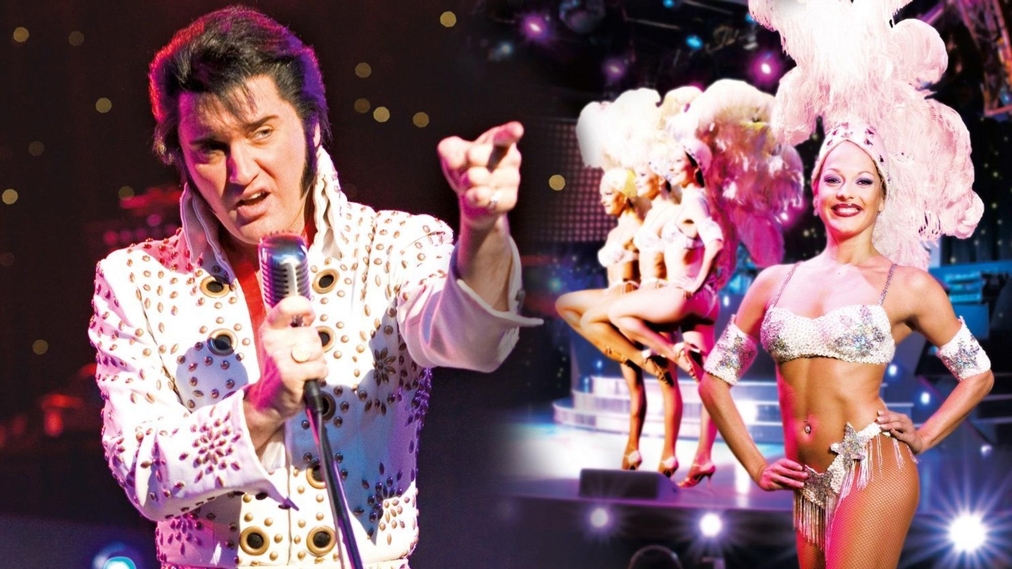 Elvis-Imitator und Showgirls