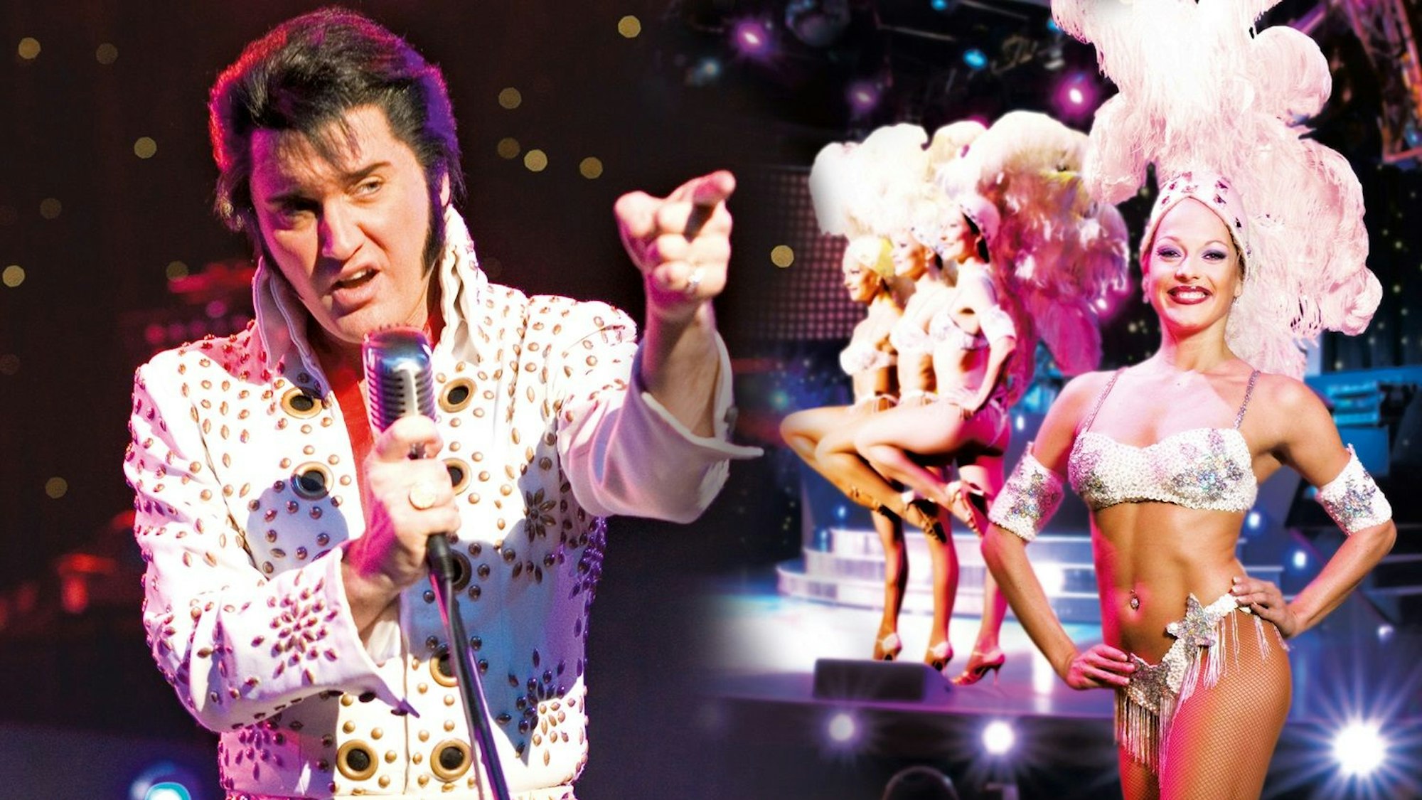 Elvis-Imitator und Showgirls