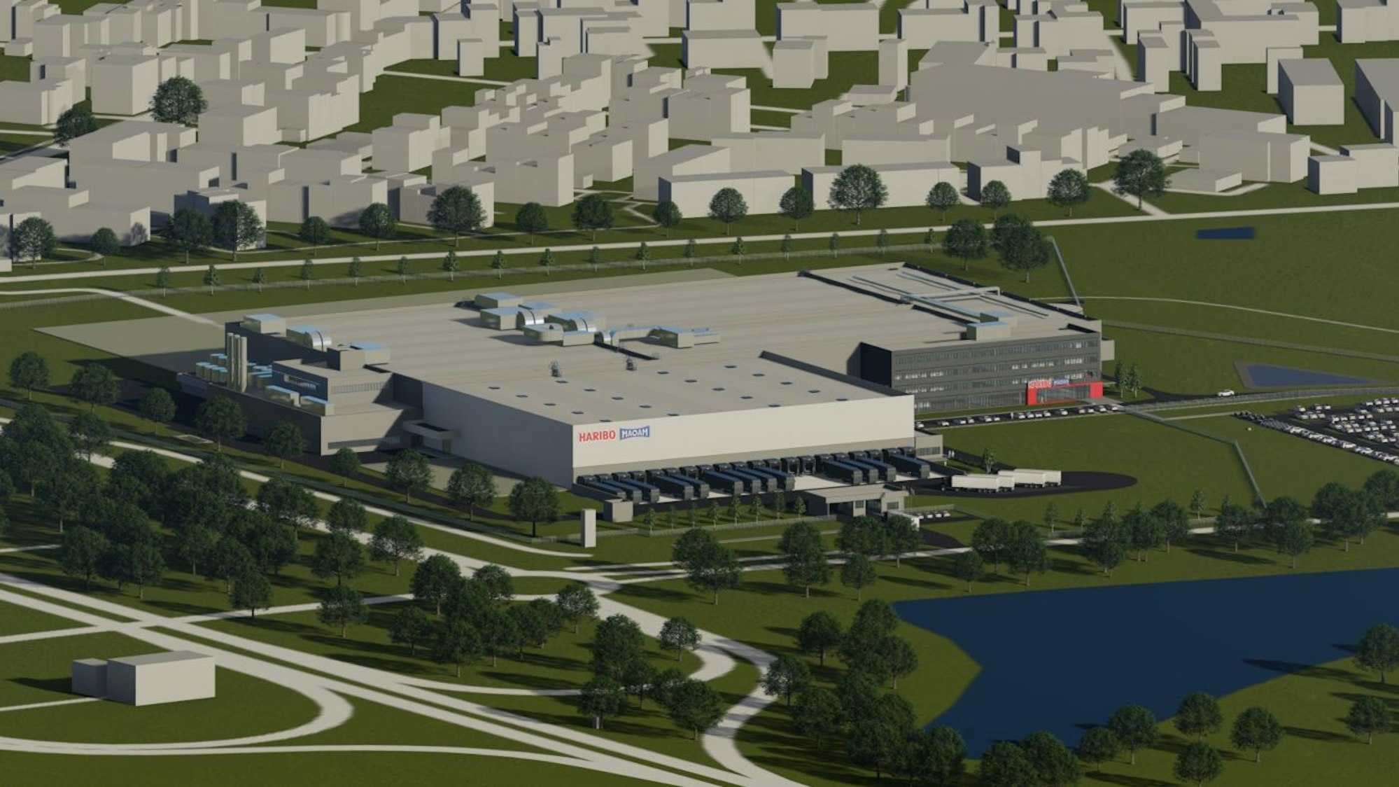 So soll das neue, hochmoderne Werk von Haribo aussehen.