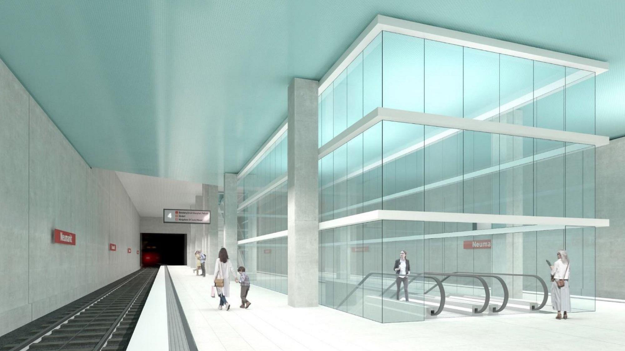 Visualisierung einer U-Bahnhaltestelle am Neumarkt