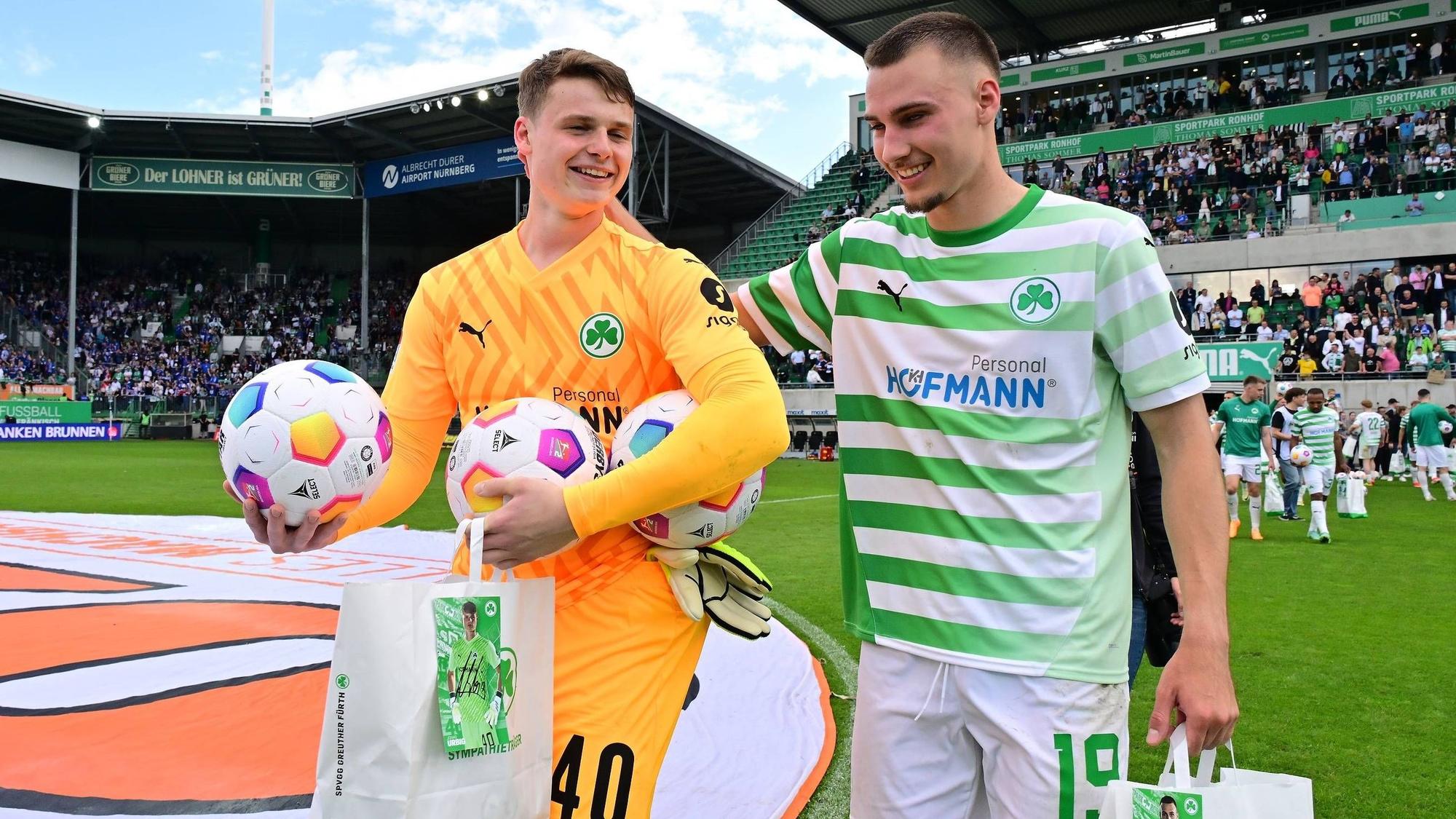 Torhüter Jonas Urbig und Angreifer Tim Lemperle spielten eine starke Saison mit der SpVgg Greuther Fürth in der Zweiten Liga. Nun kehren sie zurück nach Köln.