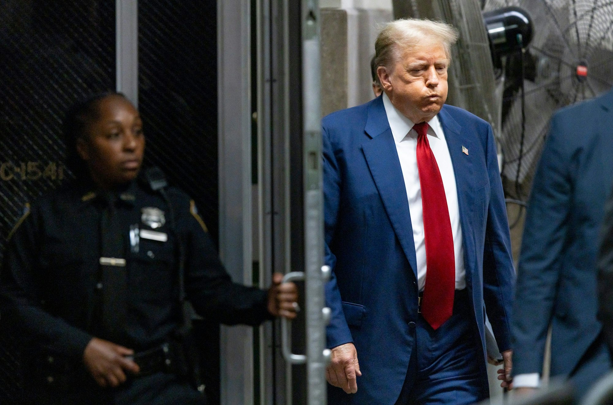 Former President Donald Trump appears at Manhattan criminal court before his trial in New York, on April 30, 2024. (Justin Lane/Pool Photo via AP)