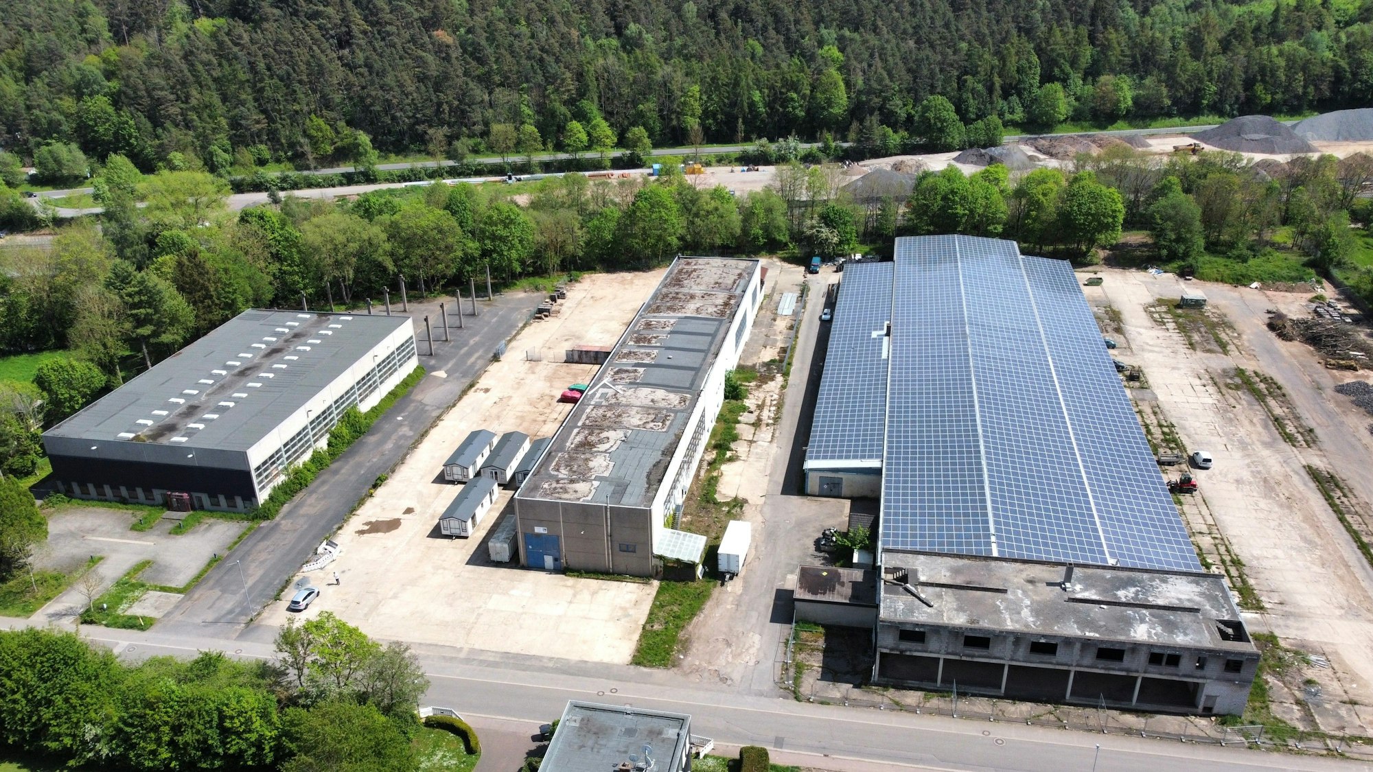 Blick von der Vogelperspektive auf die alten Milz-Hallen.